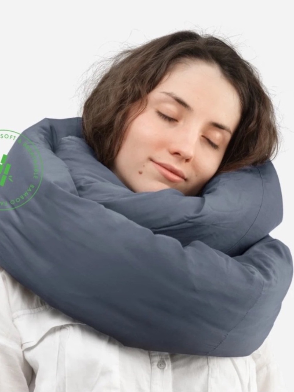 Huzi Infinity Pillow - Home Travel Soft Neck Scarf Support Sleep Dark Grey, NWT